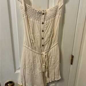 American Eagle Outfitters Ivory Button-Front Romper